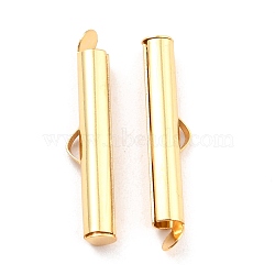 304 Stainless Steel Slide On End Clasp Tubes, Slider End Caps, Real 18K Gold Plated, 25x6x4mm, Hole: 3.5x1.5mm, Inner Diameter: 3mm(STAS-C044-08C-G)