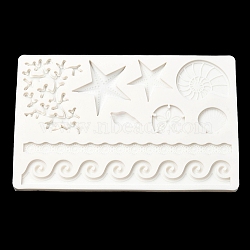 DIY Sea Animals Shape Food Grade Silicone Molds, Fondant Molds, For DIY Cake Decoration, Chocolate, Candy, White, 193x123x9mm(OCEA-PW0001-43)