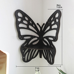 Wooden Butterfly Shelf for Crystals, Witchcraft Floating Wall Shelf, Candle Holder, Black, 280x310mm(PW-WG6441A-03)