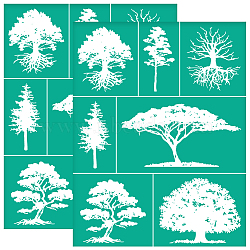 Self-Adhesive Silk Screen Printing Stencils, for Painting on Wood, DIY Decoration T-Shirt Fabric, Turquoise, Tree, 220x280mm(DIY-WH0531-012)