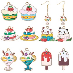 20Pcs 10 Style Alloy Enamel Pendants, Cake with Panda & Strawberry Cake & Ice Cream, Mixed Color, 20~27x13~25x1.3mm, Hole: 1.6~1.8mm, 2pcs/style(ENAM-SZ0003-28)