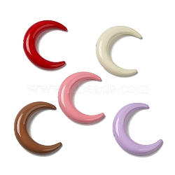 Opaque Baking Paint Acrylic Beads, Moon, Mixed Color, 45.5x39x10mm, Hole: 3mm(MACR-G064-06)