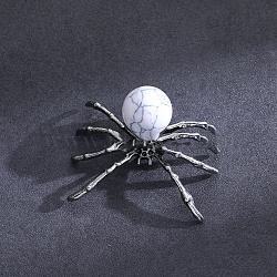 Natural Howlite Halloween Home Party Decorations, Spider, 40x47mm(PW-WG79695-16)