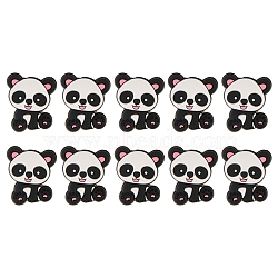 Silicone Beads, DIY Nursing Necklaces Making, Panda, Black, 30x24mm, 10pcs/bag(PW-WG22309-11)