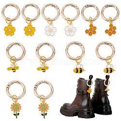 12Pcs 6 Styles Alloy Enamel Pendant Decorations, with Zinc Alloy Spring Gate Rings, Mixed Color, 44~53mm, 2pcs/style(HJEW-PH01899)