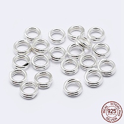 925 Sterling Silver Split Jump Rings, Double Loop Jump Rings, Round Rings, Silver, 7x1mm, Inner Diameter: 5.5mm(STER-F036-01S-0.6x7m)
