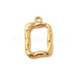 304 Stainless Steel Pendants, Ion Plating(IP), Rectangle Charm, Real 18K Gold Plated, 21x13.5x2.5mm, Hole: 2mm(X1-STAS-Z157-17G)