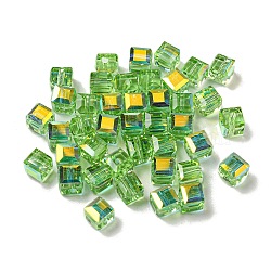 Electroplate Glass Beads, Faceted, Cube, Light Green, 5.5x5.5x5.5mm, Hole: 1.6mm , 100pcs/bag(EGLA-Z004-04A-03)