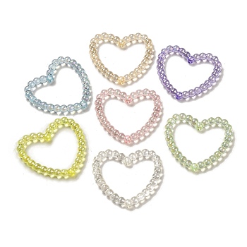 Acrylic Linking Rings, Heart, Mixed Color, 32.5x34.5x4mm, Inner Diameter: 20x26.5mm