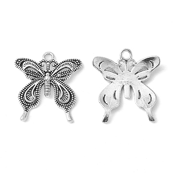 Tibetan Style Alloy Butterfly Pendants, Cadmium Free & Lead Free, Antique Silver, 26.5x24x3mm, Hole: 2mm