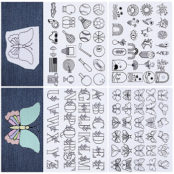 Non-Woven Embroidery Aid Drawing Sketch, Rectangle, Mixed Shapes, 297x210mmm, 4pcs/set