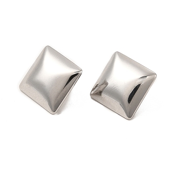 304 Stainless Steel Stud Earrings, with Vertical Loops, Rhombus, Stainless Steel Color, 20x20mm, Pin: 0.8mm