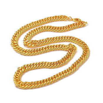 Iron Cuban Link Chain Necklaces for Women Men, Golden, 23.62 inch(60cm), Link: 11x9x1.7mm