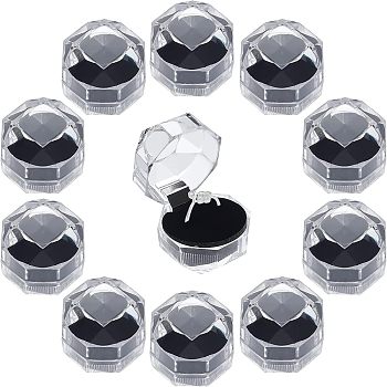 Transparent Plastic Ring Boxes, Jewelry Box, Black, 3.8x3.8x3.8cm