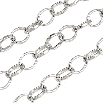 Soldered Brass Cable Chains, Long-Lasting Plated, with Spool, Platinum, 8x6x1.1mm, about 16.4 Feet(5m)/roll