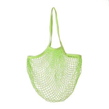 Portable Cotton Mesh Grocery Bags, Reusable Net Shopping Handbag, Green, 58.05cm, Bag: 35x38x1.8cm. 