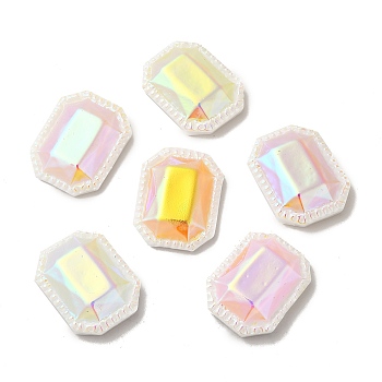 Opaque Resin Cabochons, AB Color Plated, Octagon, Mixed Color, 26x20x7mm