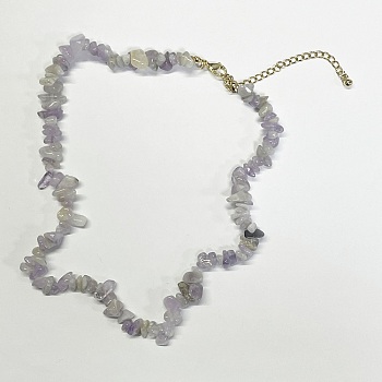 Natural Amethyst Chips Beaded Necklace, Gemstone Jewelry for Women, 15.75 inch(40cm)