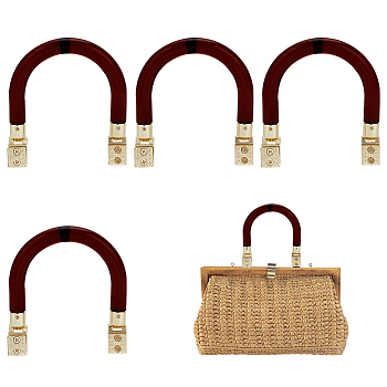 Arch Shape Resin Bag Handles, with Alloy Suspension Clasp, Handbag Replacement Accessories, Golden, 9.8x8.5x1.2cm