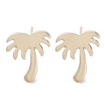 Coconut Tree Alloy Studs Earrings for Women, with 304 Stainless Steel Pins, Light Gold, 16x13.5mm
