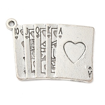 Zinc Alloy Pendants, Poker/Playing Cards, Cadmium Free & Nickel Free & Lead Free, Antique Silver, 30x22x2mm, Hole: 2mm