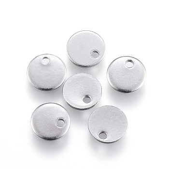 304 Stainless Steel Stamping Blank Tag Charms, Flat Round, Stainless Steel Color, 4x0.5mm, Hole: 0.7mm

