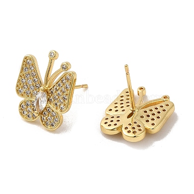 Rack Plating Real 18K Gold Plated Brass Butterfly Stud Earrings(EJEW-B034-06G)-2