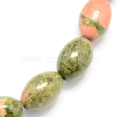 Oval Shaped Natural Gemstone Unakite Stone Beads Strands(G-S106-12x8mm-04)-1