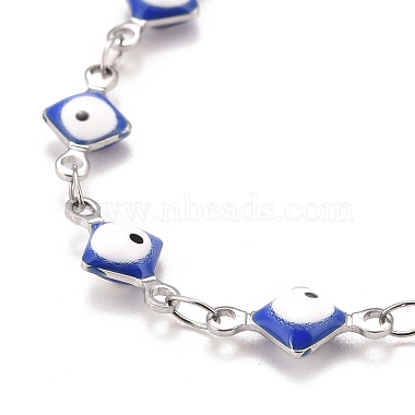 Losange en émail avec bracelet chaînes à maillons mauvais œil(BJEW-P271-03P-03)-2