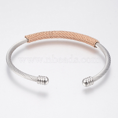 Bracelets manchettes bracelets jonc avec boule en 304 acier inoxydable(BJEW-H570-31)-3