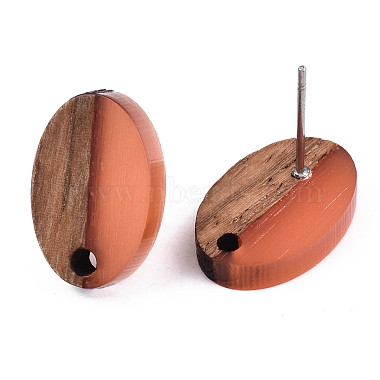 Resin & Walnut Wood Stud Earring Findings(MAK-N032-004A-A05)-3