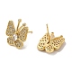 Rack Plating Real 18K Gold Plated Brass Butterfly Stud Earrings(EJEW-B034-06G)-2