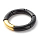 Acrylic & CCB Plastic Curved Tube Beads Stretch Bracelets Set for Women(X-BJEW-JB07318)-3
