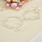 2Pcs 2 Style Plastic Beaded Mobile Phone Lanyard Wrist Strap, Bowknot Phone Anti-Lost Chain for Women Girls, White, 18~20cm, 1pc/style(AJEW-LP0005-93)