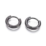 304 Stainless Steel Huggie Hoop Earrings, Hypoallergenic Earrings, with 316 Surgical Stainless Steel Pin Ion Plating(IP), Electrophoresis Black, 10 Gauge, 12~13x2.5mm, Pin: 1mm, Inner Diameter: 8mm(EJEW-F111B-13mm-B)