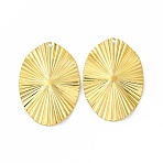 Ion Plating(IP) 304 Stainless Steel Pendants, Oval Charms, Real 18K Gold Plated, 40x28x2mm, Hole: 1.6mm(STAS-F290-17G)