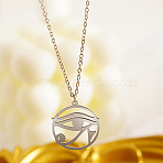 Non-Tarnish 304 Stainless Steel Pendant Necklaces, Eye of Horus, Stainless Steel Color, 17.72 inch(45cm)(KA3458-2)