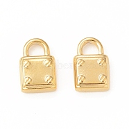 304 Stainless Steel Pendants, Lock Charms, Real 18K Gold Plated, 12x8.5x3mm, Hole: 3x3mm(STAS-A075-32G)