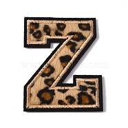 Polyester Computerized Embroidery Cloth Iron On Sequins Patches, Leopard Print Pattern Stick On Patch, Costume Accessories, Appliques, Letter.Z, 59x47x1.5mm(PATC-SZC0001-01Z)