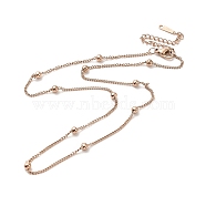 Ion Plating(IP) 304 Stainless Steel Satellite Chain Necklace for Men Women, Rose Gold, 15.55~16.18 inch(39.5~41.1cm)(NJEW-E076-01RG)