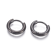 304 Stainless Steel Huggie Hoop Earrings, Hypoallergenic Earrings, with 316 Surgical Stainless Steel Pin, Electrophoresis Black, 10 Gauge, 12~13x2.5mm, Pin: 1mm, Inner Diameter: 8mm(EJEW-F111B-13mm-B)