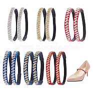6 Pairs 6 Colors Anti-Loose Shoe Laces for High-Heeled Shoes, PU Shoelaces, with Rhinestone, Mixed Color, 10x1.5~4mm, Inner Diameter: 70mmm 1 pair/color(DIY-CP0008-57)