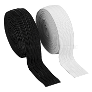 PandaHall Elite 16 Yards 2 Colors Polyester Elastic Ribbon, Non-slip Ribbon, Flat, Mixed Color, 40mm, 8 yards/color(EC-PH0001-27)