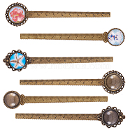 DIY Bookmark Making, Tibetan Style Alloy Cabochon Setting and Glass Cabochons, Ruler/Bookmarks, Antique Bronze, Tray: 20mm, 137x28x3mm(DIY-SC0005-83AB)