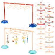 AHADERMAKER 4 Sets 4 Style Plastic Doll Clothes Drying Laundry Rack Set, including Clothes Hangers and Base, Bar, for Doll Clothing Outfits Hanging, Mixed Color, 35~232x49~69.5x3.5~140mm, 1 set/style(DIY-GA0004-44)