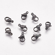 304 Stainless Steel Lobster Claw Clasps, Parrot Trigger Clasps, Electrophoresis Black, 12x7x3.5mm(STAS-P185-12-B)
