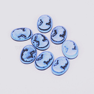 Resin Cameo Lady Head Cabochons, Oval, Blue, 17x12.5x3.5mm(CRES-WH0002-01B)