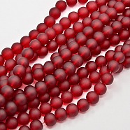 Transparent Glass Bead Strands, Frosted, Round, Dark Red, 6mm, Hole: 1.3~1.6mm, about 140pcs/strand, 31.4 inch(GLAA-S031-6mm-14)