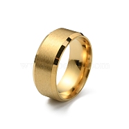 201 Stainless Steel Plain Band Ring for Women, Matte Gold Color, US Size 7(17.3mm)(RJEW-WH0010-06C-MG)