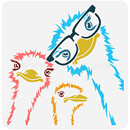 PET Hollow Out Drawing Painting Stencils, for DIY Scrapbook, Photo Album, Ostrich Pattern, 30x30cm(DIY-WH0391-0399)